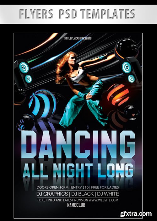 Dancing All Night Long – Party Flyer PSD Template + Facebook Cover