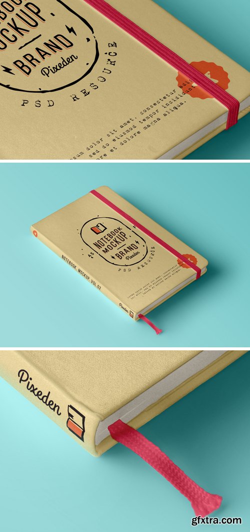 Classic Notebook Mockup, Isometric View