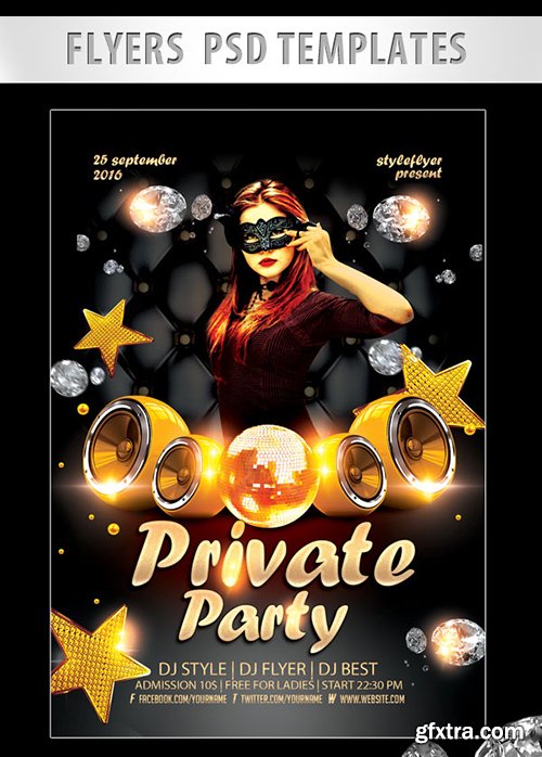 Private Party Flyer PSD Template + Facebook Cover