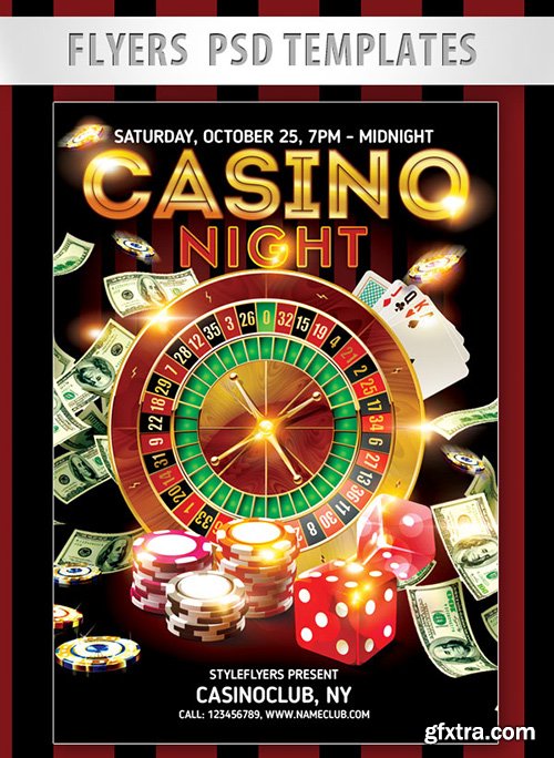 Casino Night Flyer PSD Template + Facebook Cover