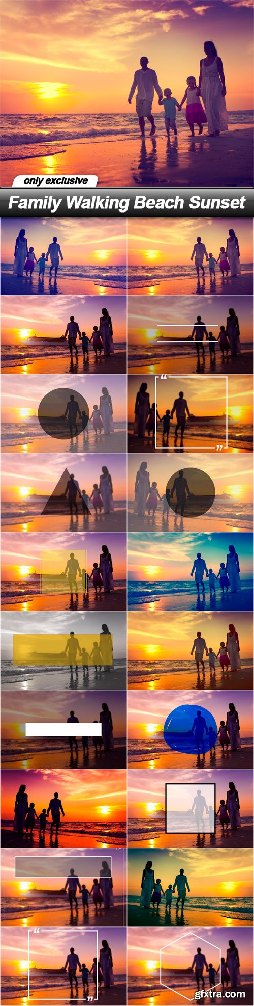 Family Walking Beach Sunset - 20 UHQ JPEG