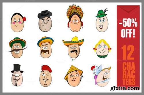 CreativeMarket Cartoon Characters Faces 587670