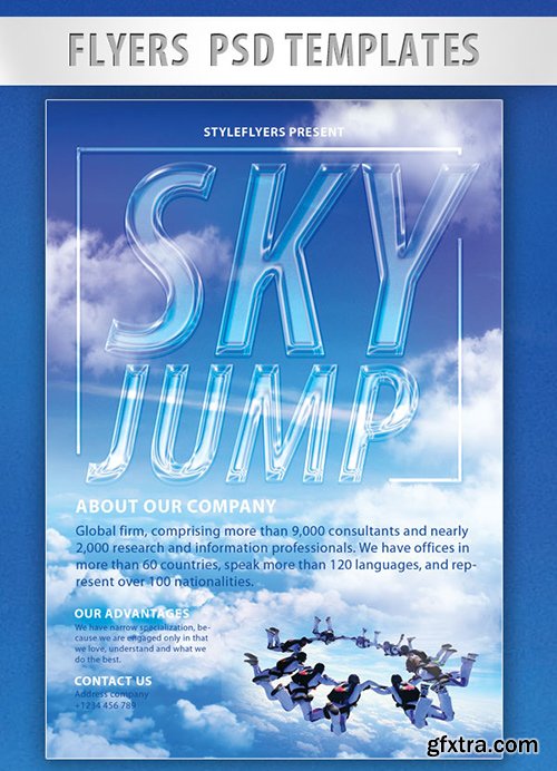 Sky Jump PSD Flyer PSD Template + Facebook Cover