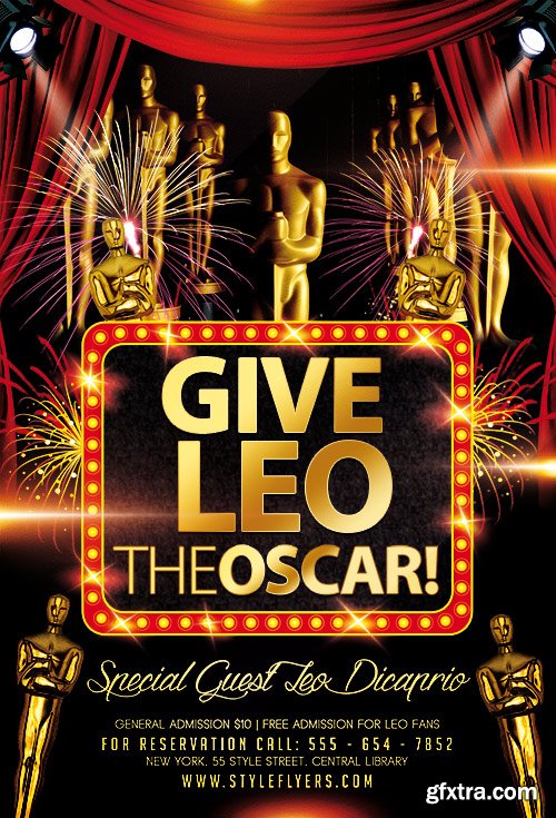 Give Leo the Oscar PSD Flyer Template + Facebook Cover