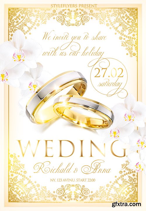 Wedding Flyer PSD Template + Facebook Cover