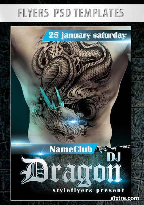 Dj Dragon Flyer PSD Template + Facebook Cover