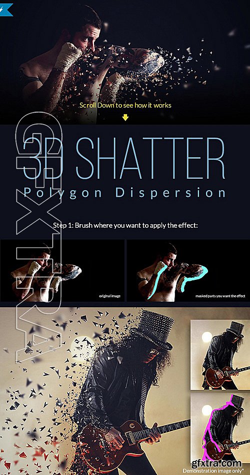 GraphicRiver - 3D Polygon Shatter Photoshop Action