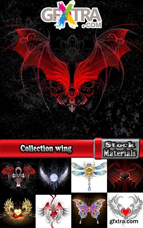 Wings gothic heraldry decoration vectors 25xEPS