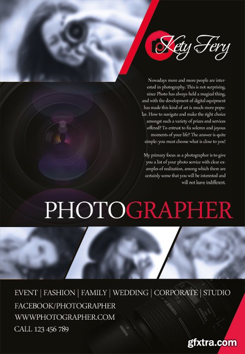 Photographer PSD Flyer Template + Facebook Cover