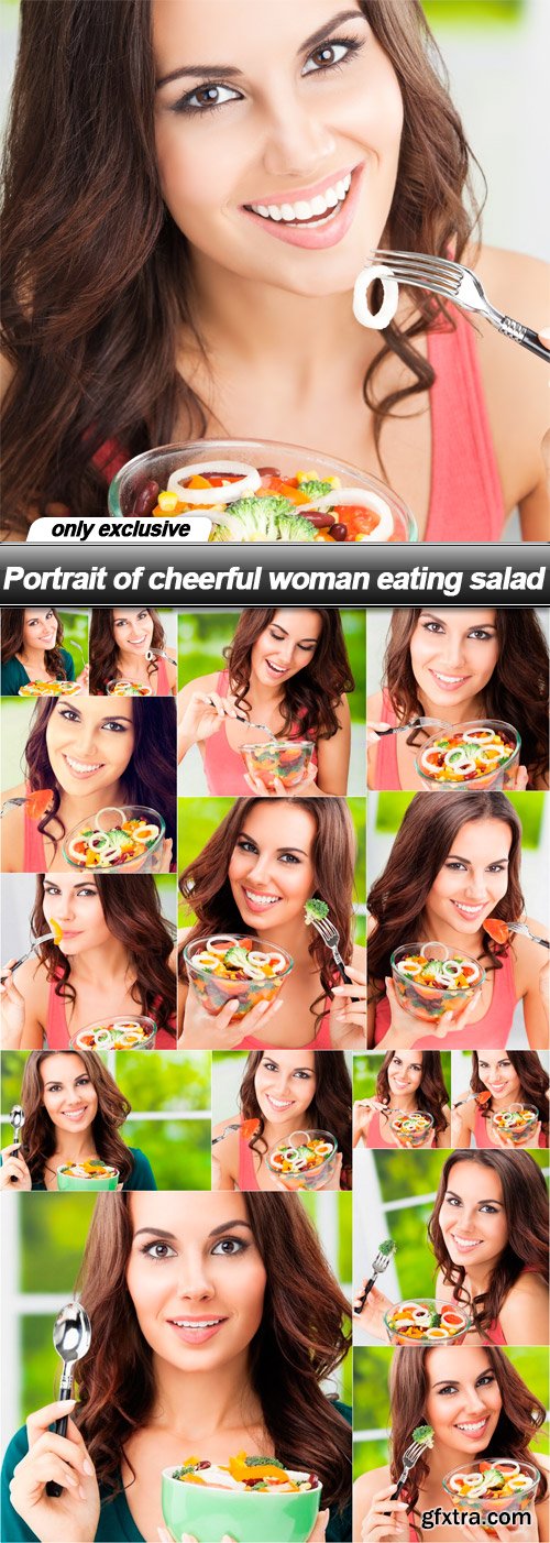 Portrait of cheerful woman eating salad - 15 UHQ JPEG