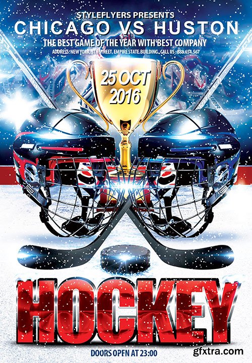 Hockey PSD Flyer Template + Facebook Cover
