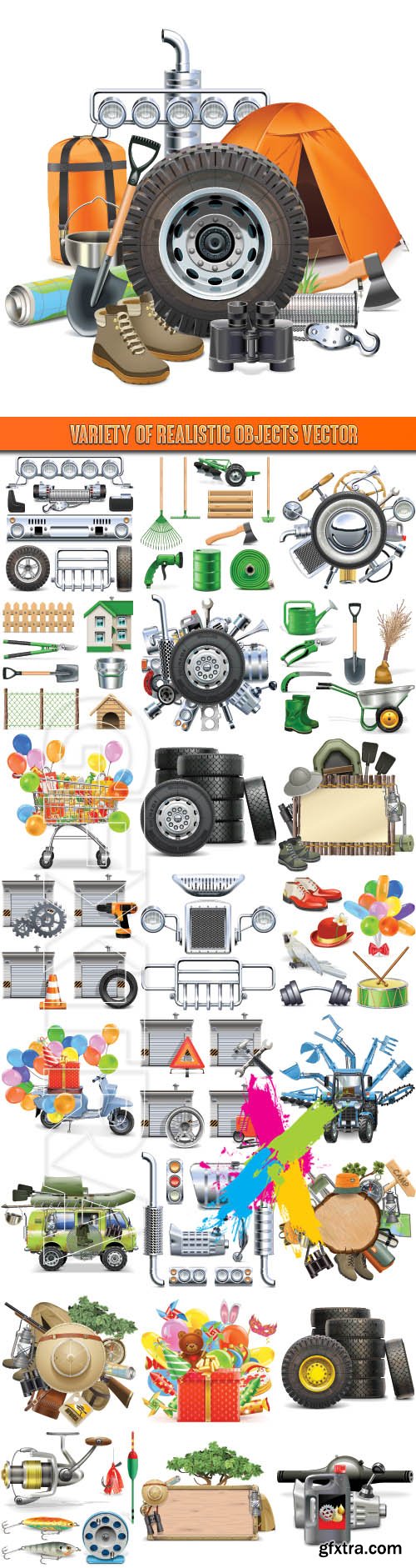 Variety of realistic objects vector