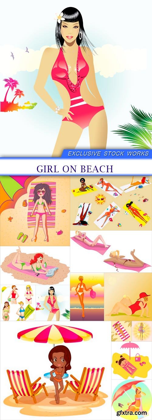 girl on beach 13X EPS