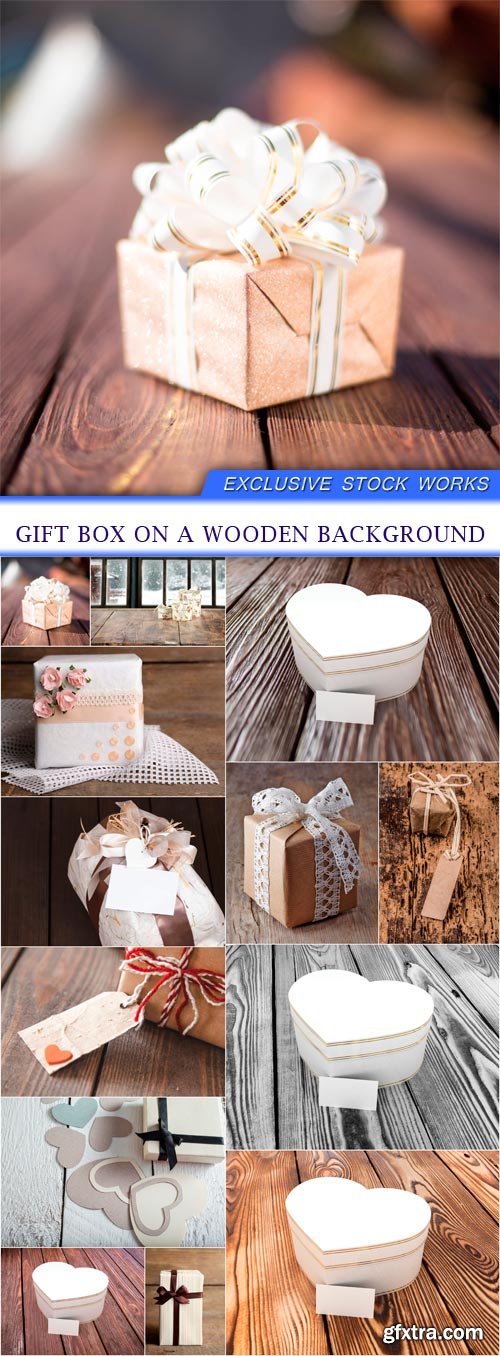 Gift box on a wooden background 13X JPEG
