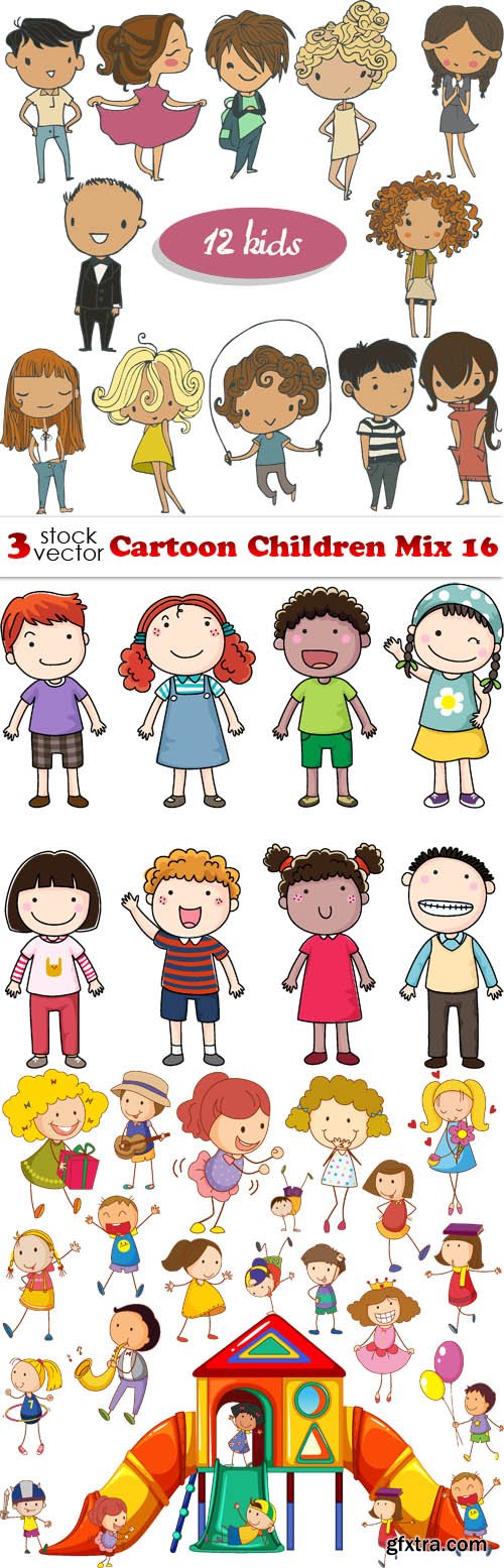 Vectors - Cartoon Children Mix 16