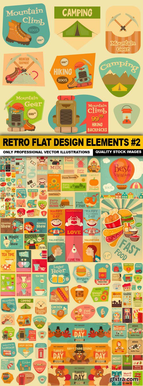 Retro Flat Design Elements #2 - 20 Vector