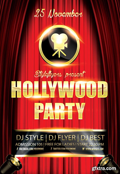 Hollywood Party Flyer PSD Template + Facebook Cover