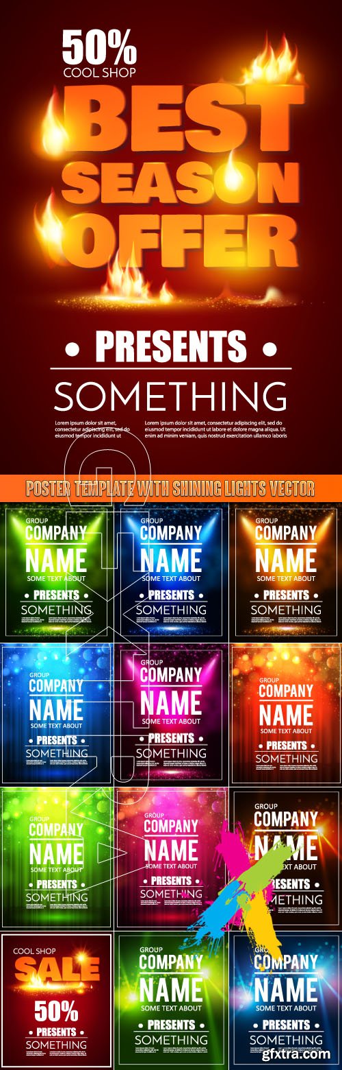 Poster Template with Shining Lights vector