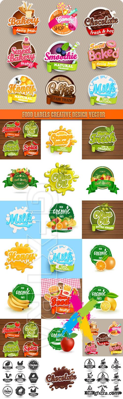 Food Labels creative design vector