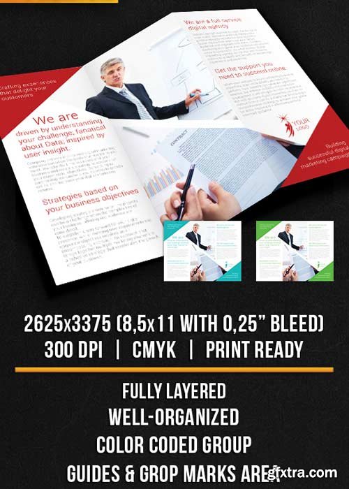 Marketing Agency Tri-Fold Brochure PSD Template