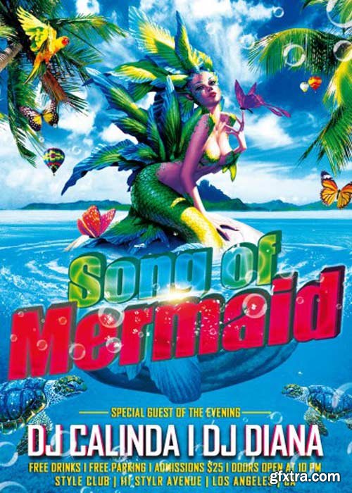Mermaid song Flyer PSD Template + Facebook Cover