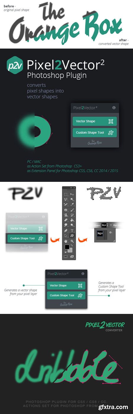 Pixel2Vector Converter Version 2 Plugin for Photoshop + MP4 Tutorial