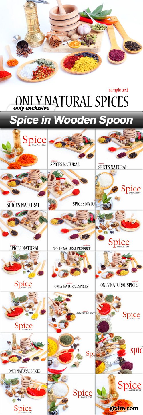 Spice in Wooden Spoon - 20 UHQ JPEG