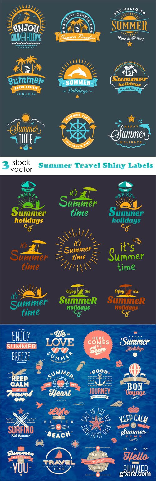 Vectors - Summer Travel Shiny Labels