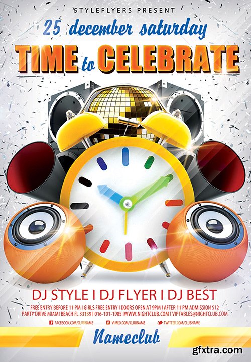 Time to Celebrate PSD Flyer Template + Facebook Cover