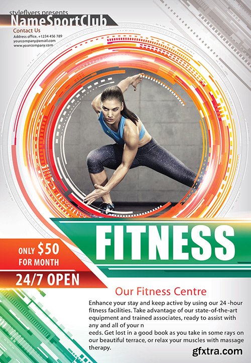 Fitness Sport PSD Flyer Template + Facebook Cover