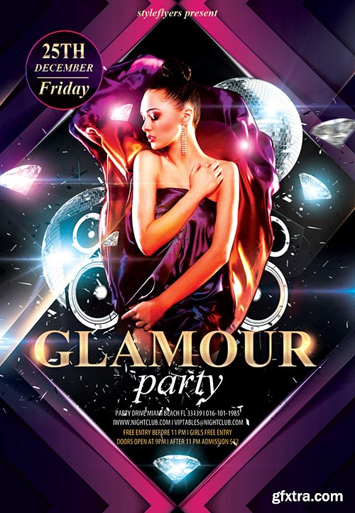 Glamour Party PSD Flyer Template + Facebook Cover