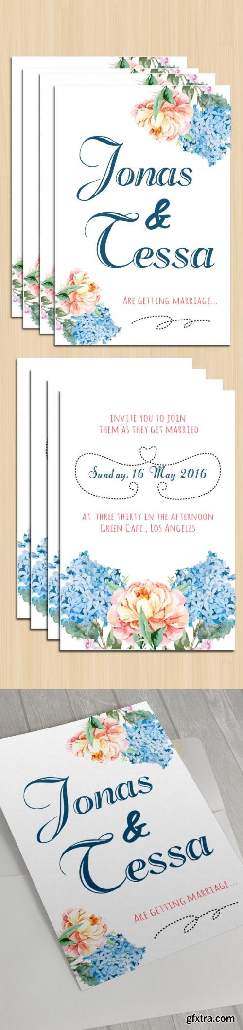 CreativeMarket Floral Wedding Card IV 596583
