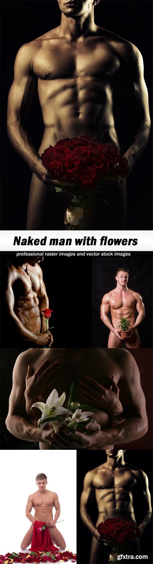Naked man with flowers