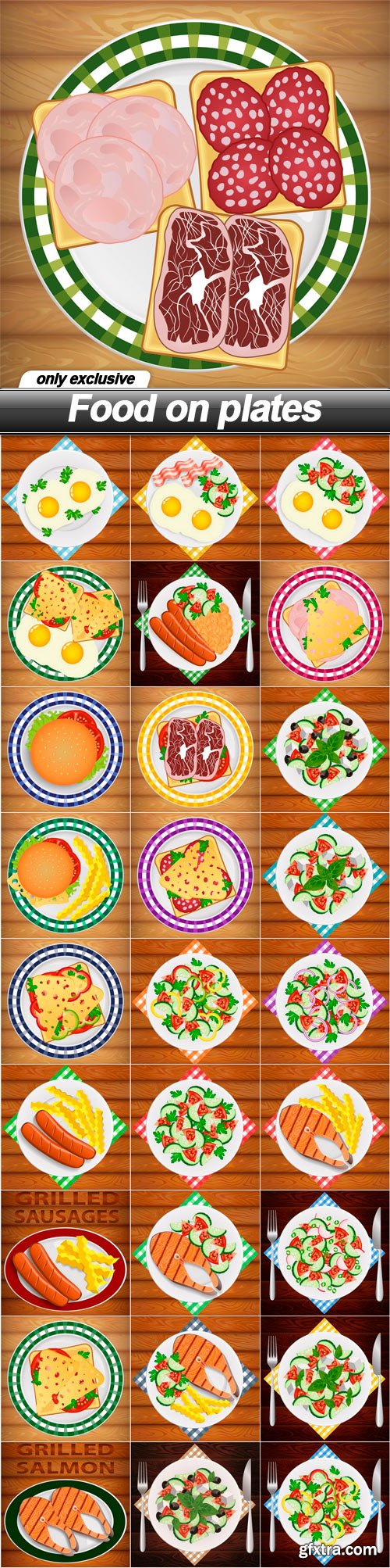 Food on plates - 28 EPS