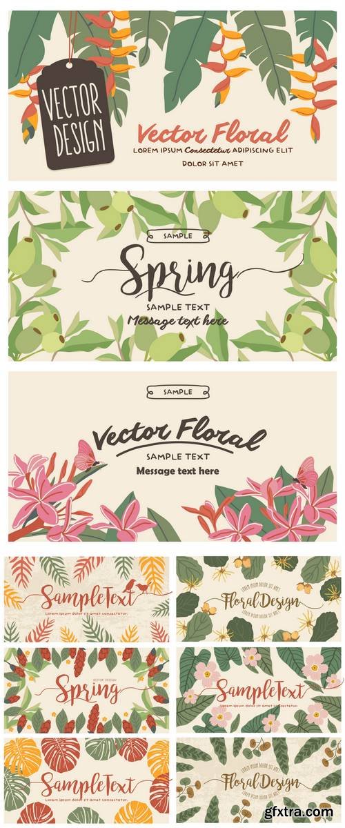 Set of Banners with Floral Backgrounds