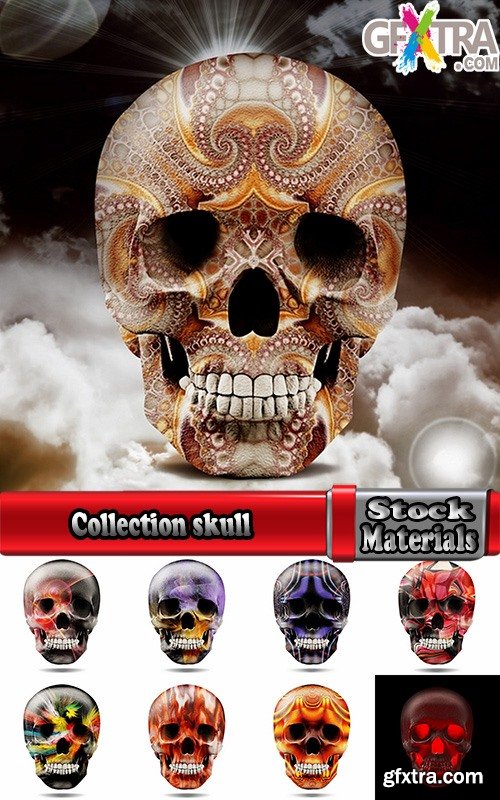 Collection skull with different textures drawing graffiti printing for t-shirts 25 HQ Jpeg