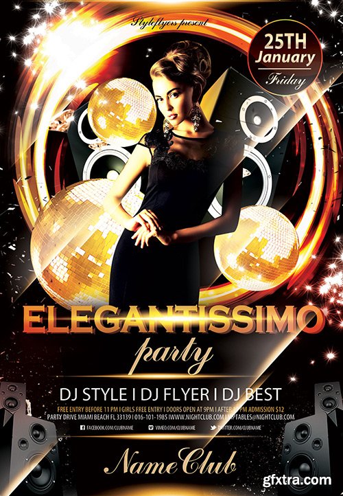 Elegantissimo Party PSD Flyer Template + Facebook Cover