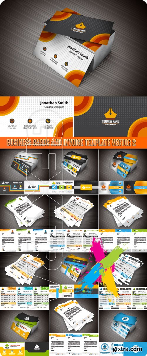 Business cards and invoice template vector 2