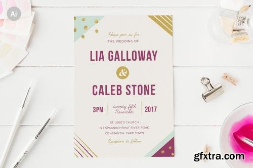 CreativeMarket Geometric Wedding Invitation 586248