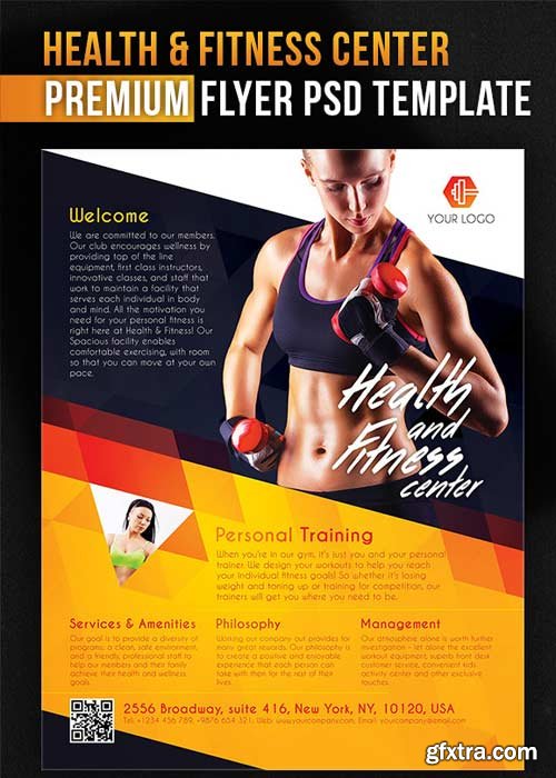Health and Fitness Center – Flyer PSD Template + Facebook Cover