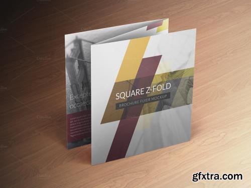 CreativeMarket Square Z-Fold Brochure Mockup 595982