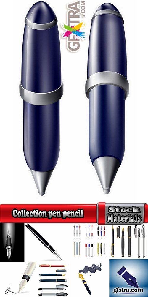 Collection pen pencil stationery 25 EPS