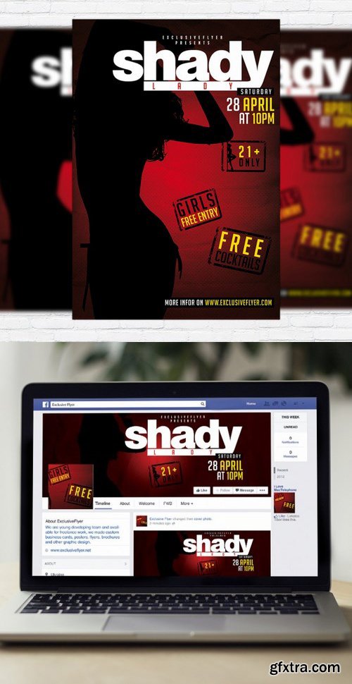 Shady Lady PSD Flyer Template + Facebook Cover