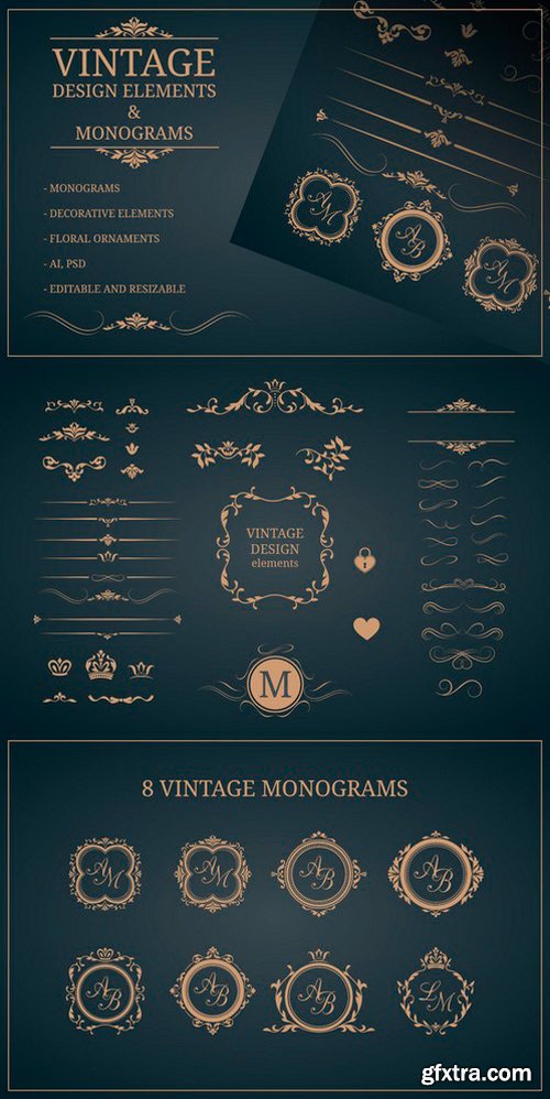 CM - Vintage design elements &monograms 555539