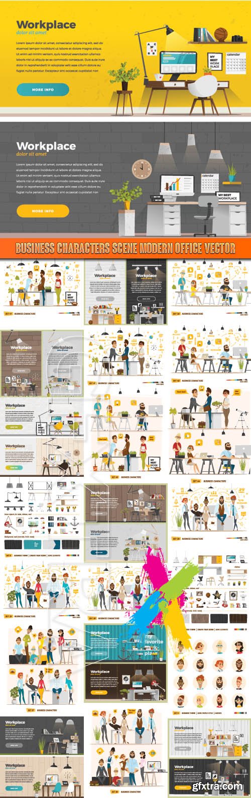 Business characters scene modern office vector
