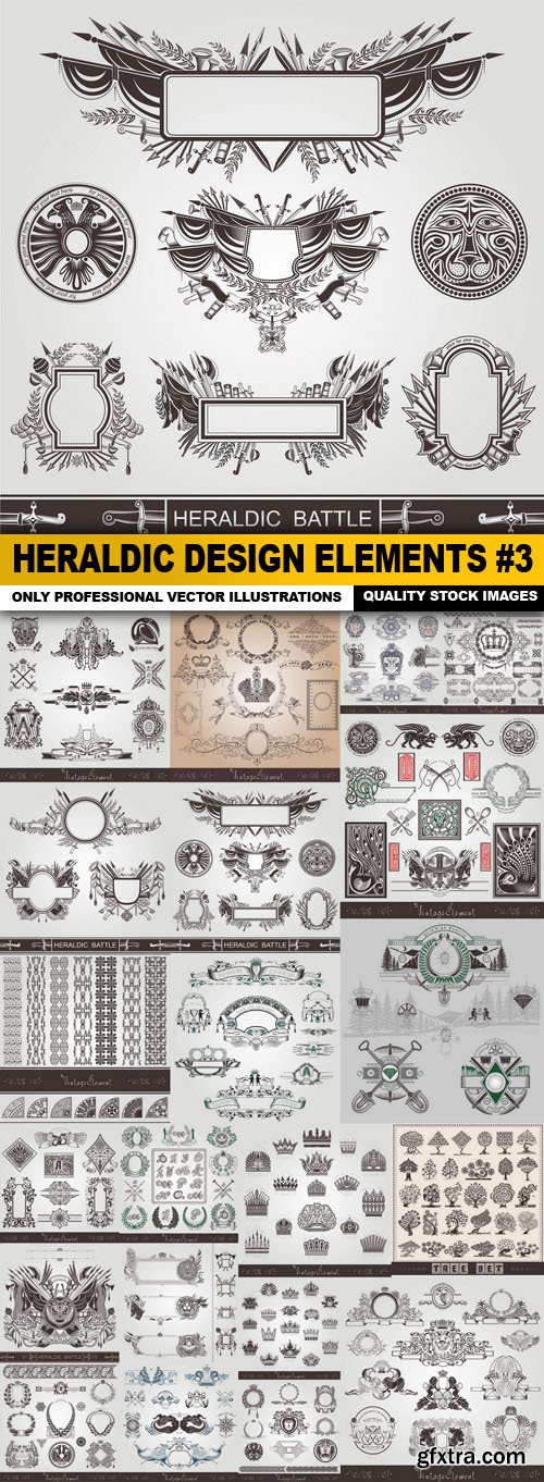 Heraldic Design Elements #3 - 22 Vector