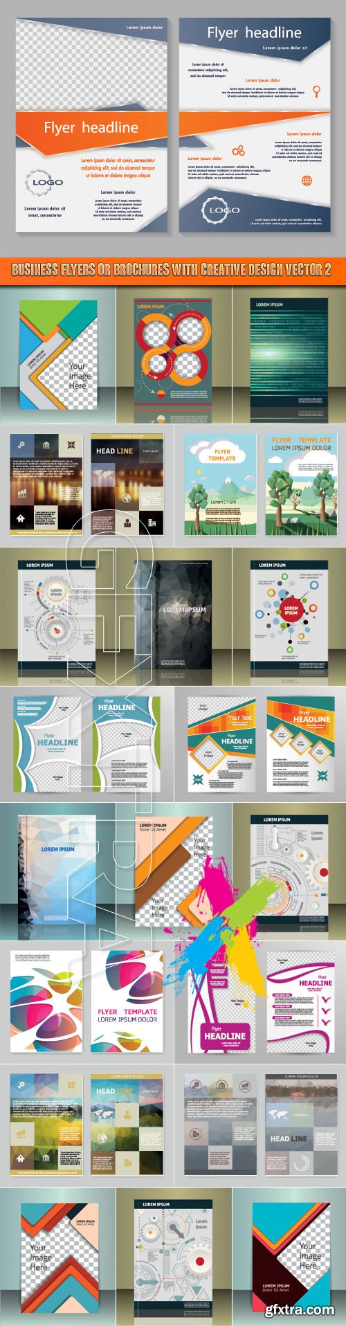 Business flyers or brochures with creative design vector 2