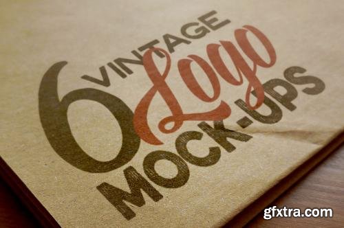CreativeMarket 6 Logo Mockups - Retro/Vintage Style 239323