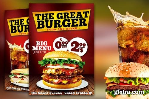 CreativeMarket Burger Fast Food Flyer Restaurant 244842