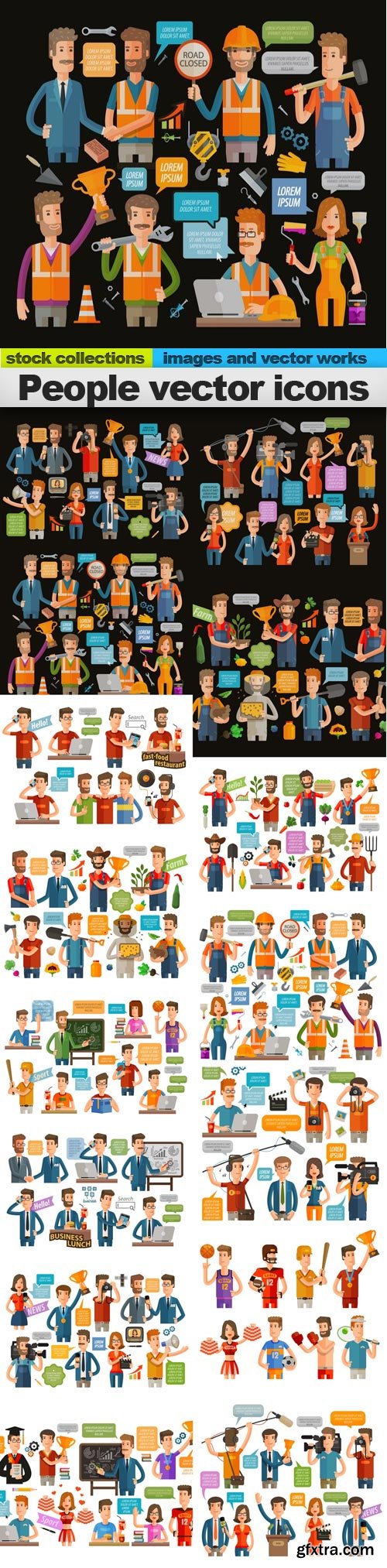People vector icons, 15 x EPS